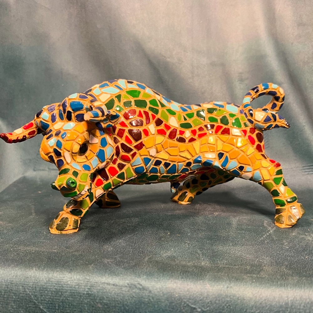 Colorful Mosaic Bull Sculpture